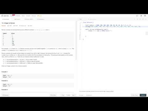 Видео: [Решение на Java] 12. Integer to Roman. LeetCode задача для Amazon, Apple, Facebook, Microsoft и др.