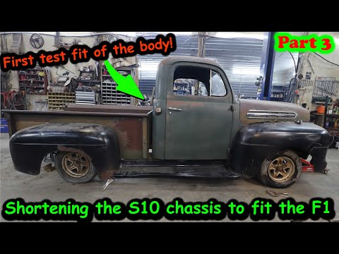 Видео: Укорачивание шасси S10 и тестовая установка кузова Ford F1 51. Часть 3.