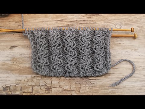 Видео: Объёмная резинка из перекрещений спицами 🍫 Volumetric rib knitting pattern