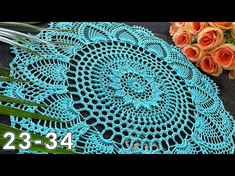 Видео: Салфетка крючком, Эрика, 23-34