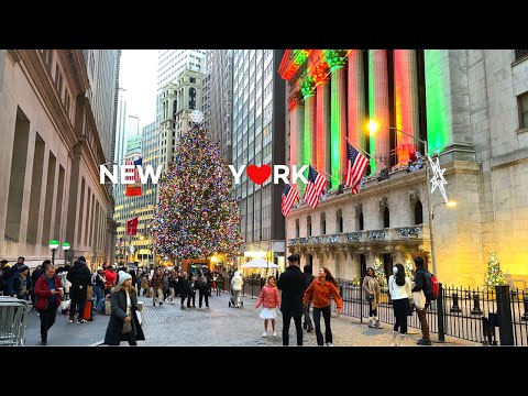 Видео: [4K]🇺🇸Рождество в Нью-Йорке🎄🎁🎀: Финансовый район, Нижний Манхэттен/Изысканная кухня Delmonico's 2023