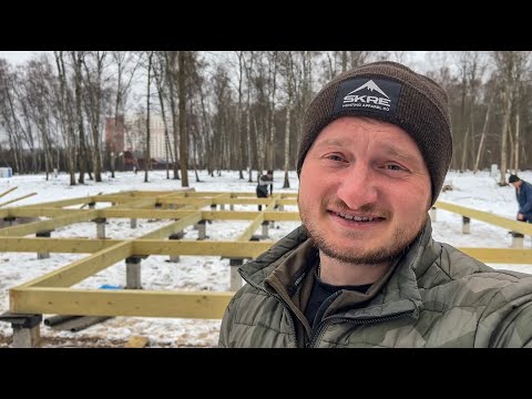 Видео: Начало положено. Приступили к сборке каркаса. Обвязка. Строим каркасный дом.
