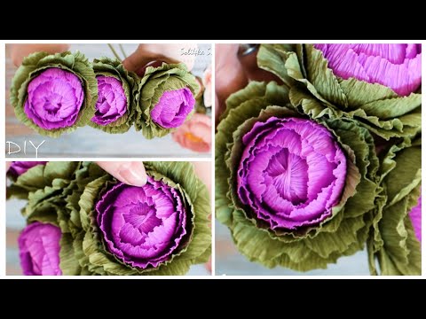 Видео: Декоративна капуста з КРЕП ПАПЕРУ! Брасіка з креп паперу! / Crepe paper flowering cabbage.