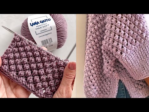 Видео: Рельефный, объёмный и очень простой узор спицами! (+ схема) Для свитеров и кардиганов! Узор Шиповник