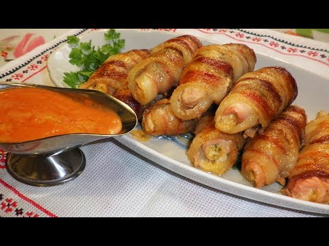 Видео: Куриные рулеты с сыром  в беконе (или сале)/ Курячі завиванці з сиром в беконі /Рулетики из курицы.