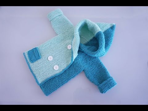 Видео: Детский жакет спицами для возраста от новорожденного до 2-х лет. Часть1-я из 2-х