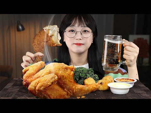 Видео: АСМР ЕДА Хрустящая жареная курица и Холодное пиво🍗🍺 | MUKBANG