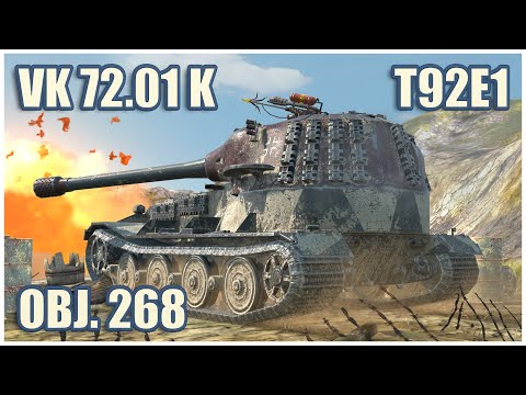 Видео: VK 72.01 K, T92E1 & Об. 268 • WoT Blitz Gameplay