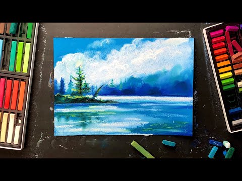 Видео: ПЕЙЗАЖ ПАСТЕЛЬЮ • Как рисовать сухой пастелью • Как нарисовать воду • Как нарисовать небо пастелью