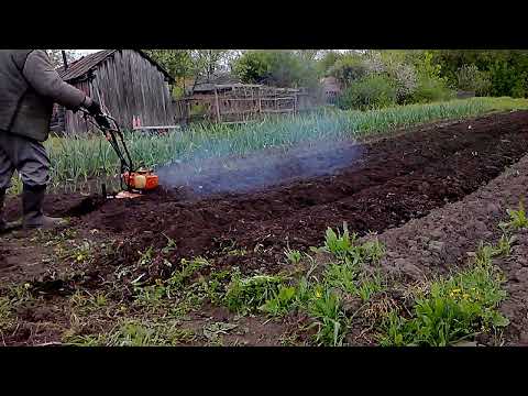 Видео: мототяпка вжик нарезка борозд (неудачная) под морковь