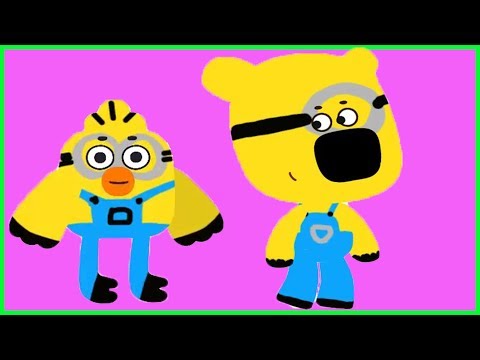 Видео: Ми-ми-мишки в костюмах Миньонов - Нарисуй Костюмы для Кеши Цыпы Лисички - Мультик-Игра