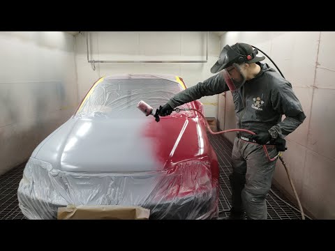 Видео: Ученик маляра, покраска распылением красного CRV