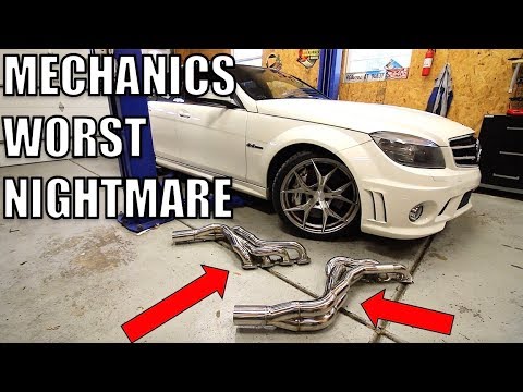 Видео: Установка коллекторов на последний атмосферный двигатель AMG V8 была КОШМАРОМ, но C63 звучит ПОТР...