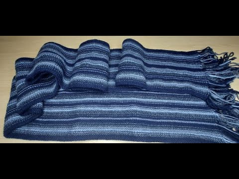 Видео: Мужской шарф спицами _1  Шарф платочной вязкой связать быстро и легко  Стильный шарф  Мастер-класс