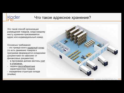 Видео: Вебинар «Адресное хранение в 1С:Управление торговлей 11»
