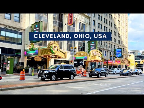 Видео: Драйв-тур по Огайо, США: Центр Кливленда - 4K