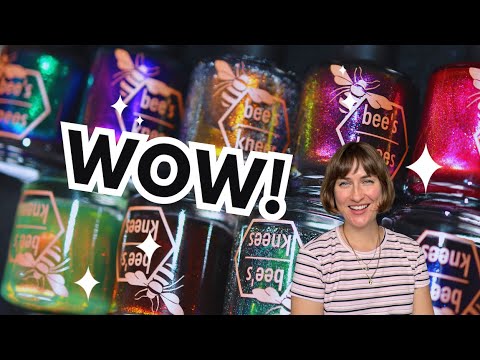 Видео: Лак для коленей пчелы от Buzzmas 2025 Hades and the Underworld | Образцы ногтей в стиле инди к Чё...