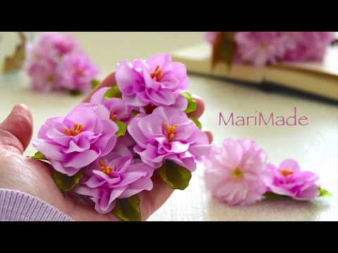 Видео: Ободок с Сакурой Sakura Flower Headband Цветы из Ленты МК さくら
