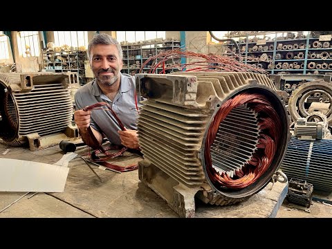 Видео: всё об электродвигателях || Полная обмотка электродвигателя SIEMENS мощностью 37 кВт, 1500 об/мин