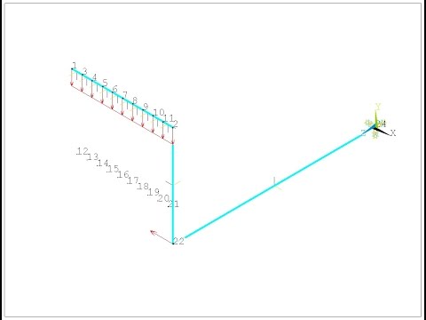 Видео: ANSYS Сопротивление материалов. Q-03 (пространственная рама, распределённая нагрузка).