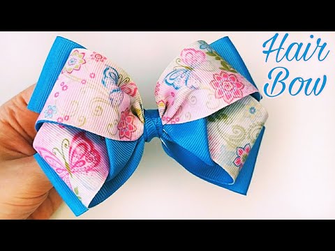 Видео: Простой бант для волос из Репсовых Лент. Пошаговое исполнение. 