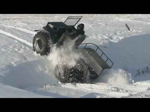 Видео: Вездеход- болотоход- каракат на рессорах. Испытания в зимнем лесу.