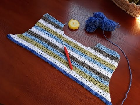 Видео: Жакет крючком (из остатков пряжи). Часть 2. Проймы.