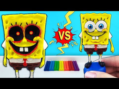 Видео: Страшный ГУБКА БОБ ЗЛАЯ форма➤Спанч Пожиратель Spongebob.exe. Лепим фигурки из пластилина с Лепка ОК