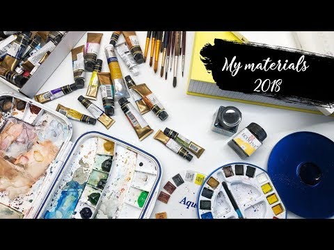 Видео: Обзор моих художественных Материалов 2018| My materials