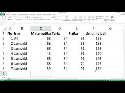 Видео: 7-dars | Excelda СУМ , МАХ , МИН , СРЗНАЧ funksiyalari