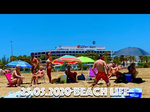 Видео: Гран-Канария 25.05.20 Маспаломас Пляжная жизнь возвращается