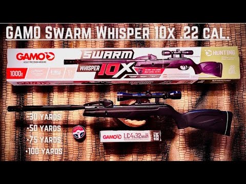 Видео: Пневматическая винтовка Gamo Swarm Whisper 10X калибра .22! Подробный обзор стрельбы на дистанция...