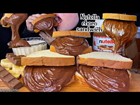 Видео: 🍫Nutella. Перегрузить шоколадные бутерброды с молоком и бананом. Есть звуки. Десерт.🤤
