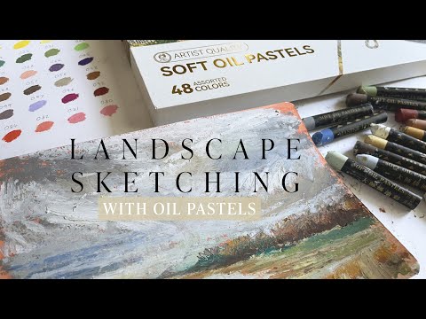 Видео: Пейзажные зарисовки масляной пастелью — Lightwish Soft Oil Pastels