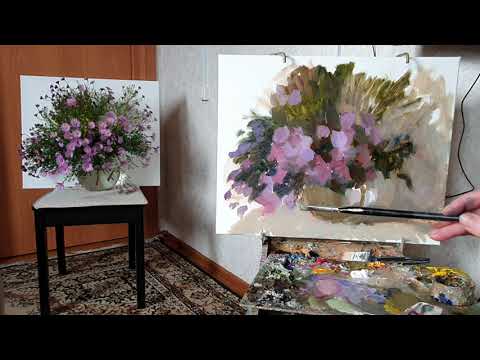 Видео: Альпийские астры. Живопись маслом.