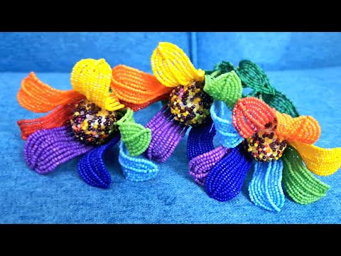 Видео: Цветик -Семицветик из бисера Анонс  от Koshka2015 - Beaded flowers, цветы из бисера, МК