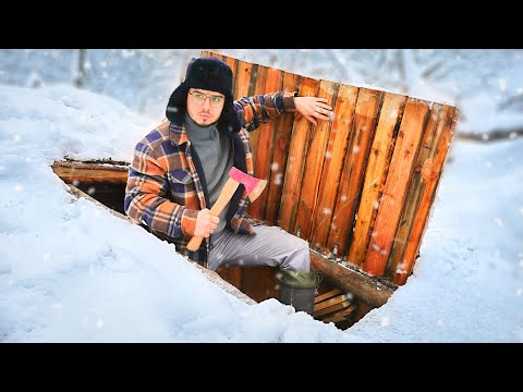 Видео: МИКРО-ЗЕМЛЯНКА ПОЛНОСТЬЮ УШЛА ПОД СНЕГ! - Выживание