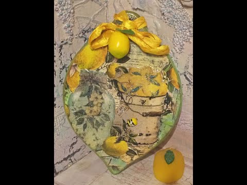Видео: Кухонна дощечка з об"ємним декором "Лимончики"