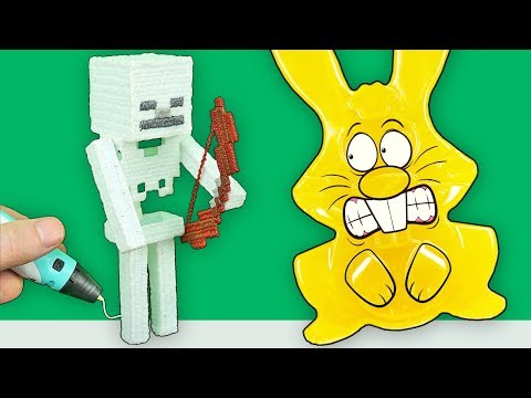 Видео: СКЕЛЕТ ИЗ МАЙНКРАФТА 3D РУЧКОЙ И ЖЕЛЕЙНЫЙ ЗАЯЦ ХАРИТОН