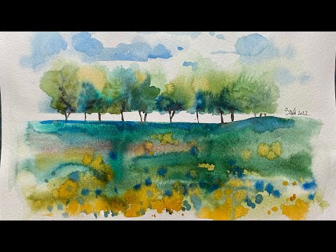 Видео: Пейзаж акварелью «по-мокрому»