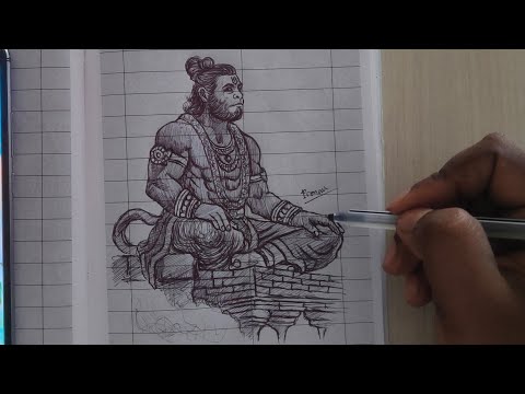 Видео: Как нарисовать набросок шариковой ручки Лорда Ханумана | Мощное искусство преданности