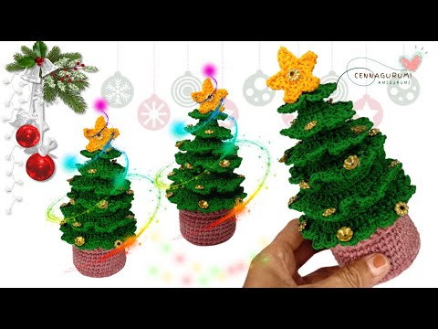 Видео: Рождественская елка в горшке крючком || Простое руководство по вязанию рождественской елки крючком
