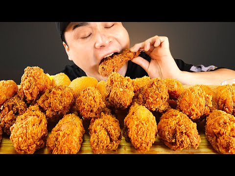 Видео: Хрустящие и сочные горячие золотисто-оливковые хрустящие куриные ножки Мукбанг~!! асмр