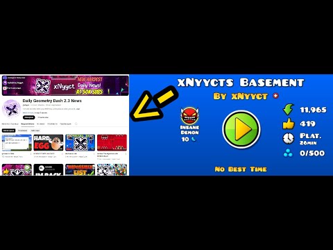 Видео: xNyycts Basement | Невероятен колаб от xNyycts (Daily Geometry Dash 2.3 News)