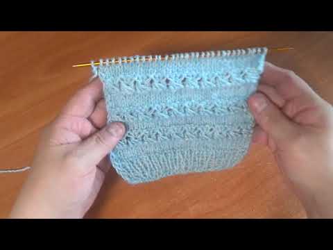 Видео: Рельефные диагональные полоски на лицевой глади спицами