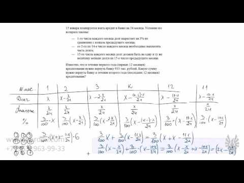 Видео: ЕГЭ 2019 задачи про кредит и проценты — часть 2
