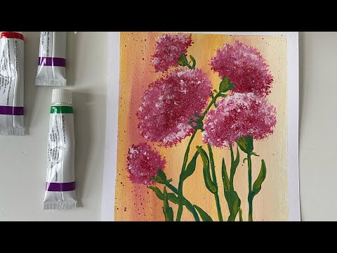 Видео: Как нарисовать гвоздики гуашью| Пошагово • Carnations with gouache 💐
