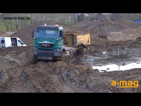 Видео: Демонстрация возможностей мультифункционального  тягача фирмы amag MFT MХ с прицепом самосвалом
