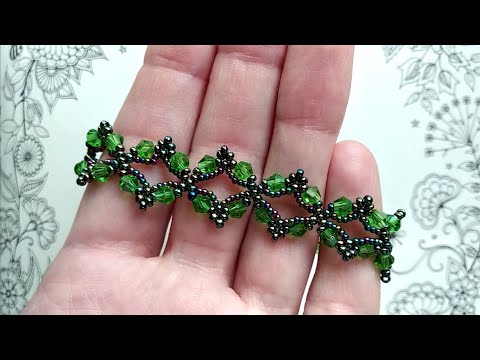 Видео: Гривна със зелени кристалчета и мъниста "ирис" / Green beaded bracelet with crystals and iris beads