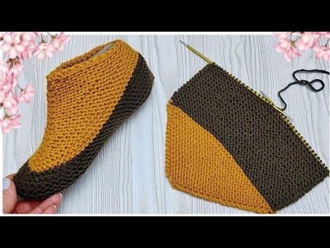 Видео: Очень простые домашние следки-тапочки на ДВУХ СПИЦАХ. СВЯЖИ СЛЕДКИ ЗА 2 ЧАСА.